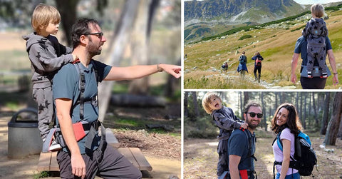 Step Caddy child carrier. The best child carrier for preschoolers. Step Caddy is a piggyback Carrier.