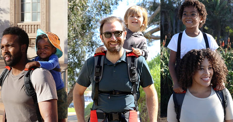 Step Caddy child carrier. The best child carrier for preschoolers. Step Caddy is a piggyback Carrier.