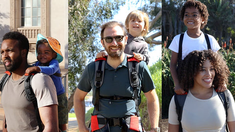 Step Caddy child carrier. The best child carrier for preschoolers. Step Caddy is a piggyback Carrier.