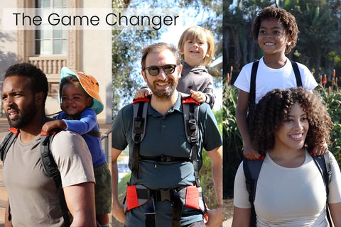 Step Caddy child carrier. The best child carrier for preschoolers. Step Caddy is a piggyback Carrier.